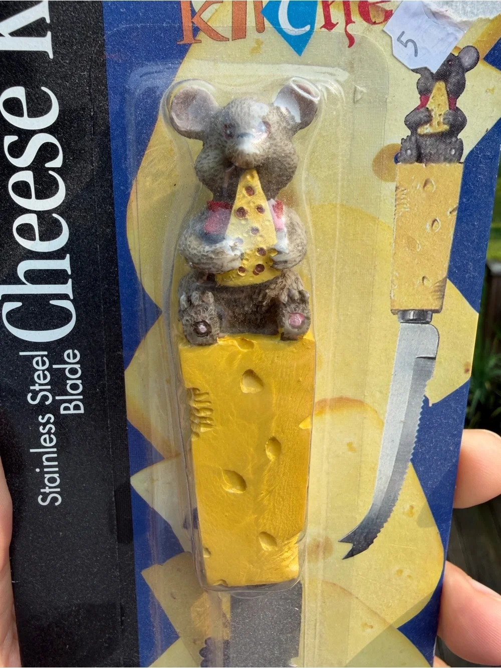 Mouse sitting on Cheese Stainless Steel Blade Cheese Knife